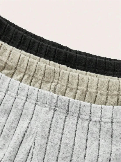 High Waist Leggings - Women's Ribbed Flared Slim Fit Casual Fitness Pants - ZOOMNSTORE