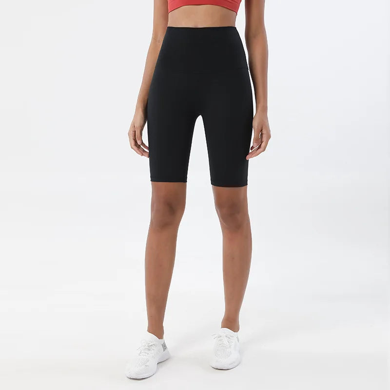 High Waist Nylon Womens Gym Shorts - Breathable Yoga Cycling Shorts No T Line 24 Colors - ZOOMNSTORE