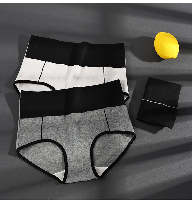 High Waist Panties - 4 Pack Cotton Women's Breathable Plus Size Briefs - ZOOMNSTORE