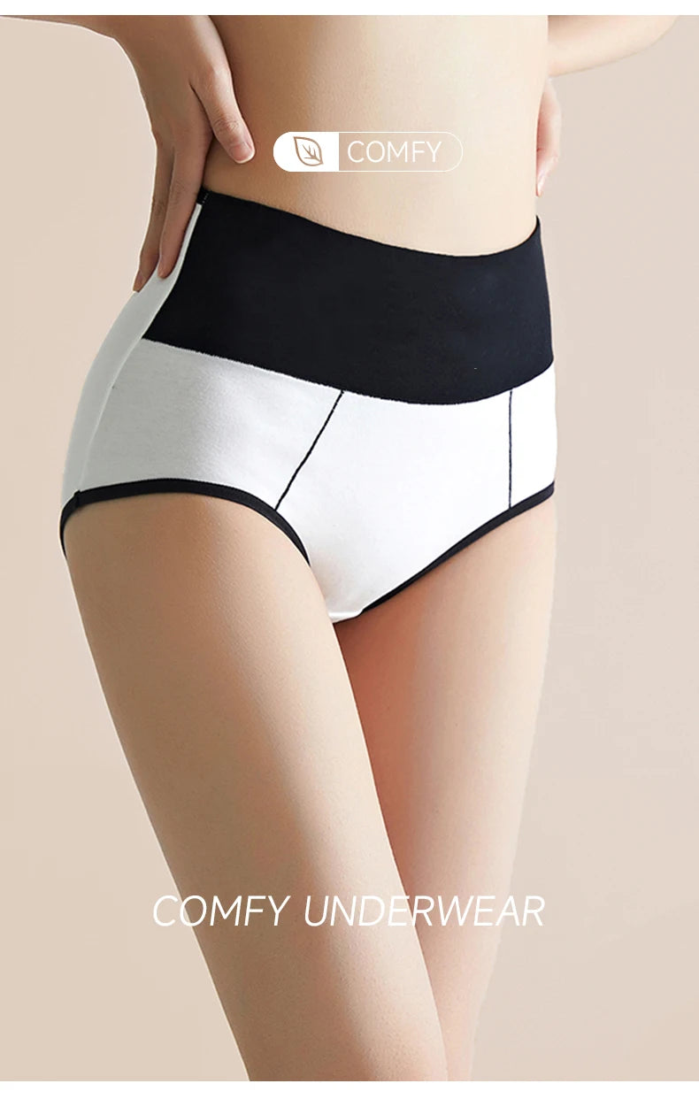 High Waist Panties - 4 Pack Cotton Women's Breathable Plus Size Briefs - ZOOMNSTORE