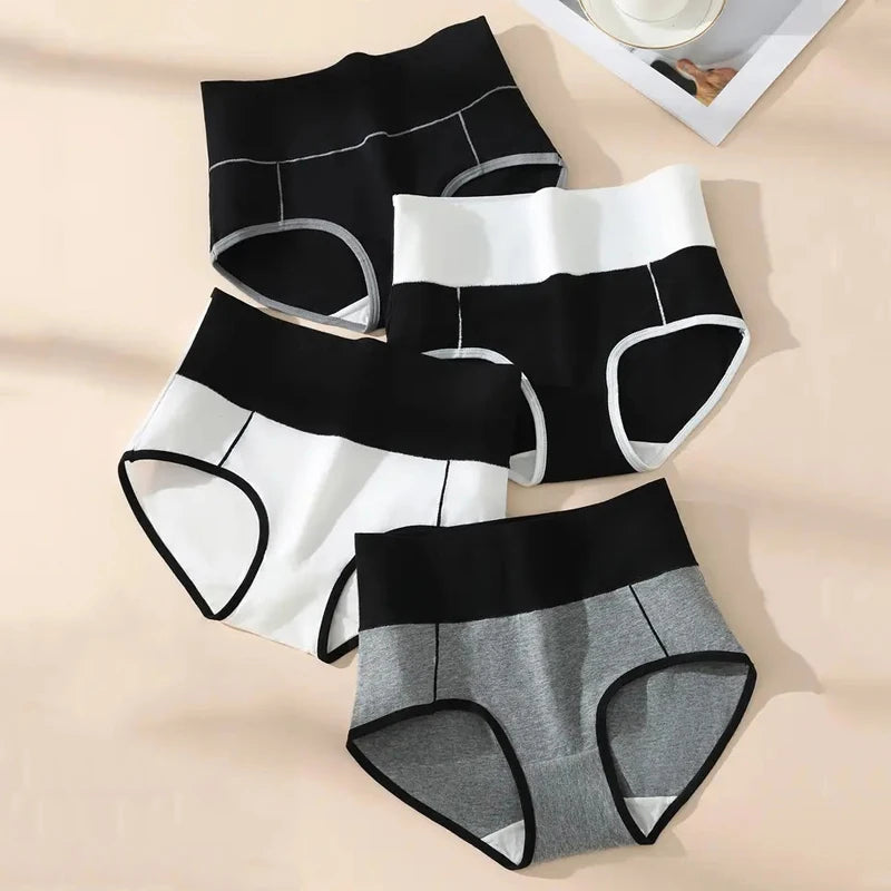 High Waist Panties - 4 Pack Cotton Women's Breathable Plus Size Briefs - ZOOMNSTORE