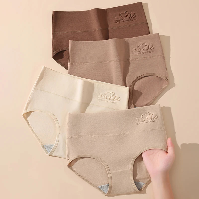 High Waist Panties - 4 Pack Cotton Women's Breathable Plus Size Briefs - ZOOMNSTORE