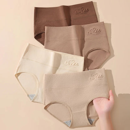 High Waist Panties - 4 Pack Cotton Women's Breathable Plus Size Briefs - ZOOMNSTORE