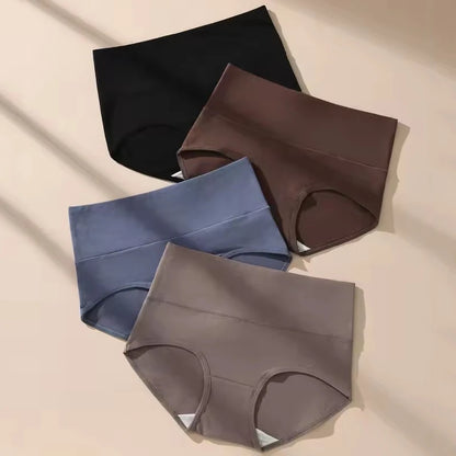 High Waist Panties - 4 Pack Cotton Women's Breathable Plus Size Briefs - ZOOMNSTORE
