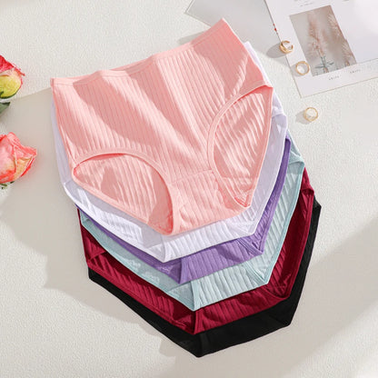High Waist Panties – Cotton Striped Soft Briefs for Women, Breathable Stretch Lingerie - ZOOMNSTORE