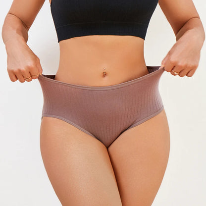High Waist Panties – Cotton Striped Soft Briefs for Women, Breathable Stretch Lingerie - ZOOMNSTORE