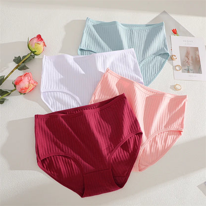 High Waist Panties – Cotton Striped Soft Briefs for Women, Breathable Stretch Lingerie - ZOOMNSTORE
