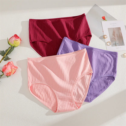 High Waist Panties – Cotton Striped Soft Briefs for Women, Breathable Stretch Lingerie - ZOOMNSTORE
