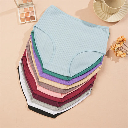 High Waist Panties – Cotton Striped Soft Briefs for Women, Breathable Stretch Lingerie - ZOOMNSTORE