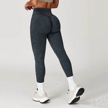 High Waist Ribbed Yoga Pants - Seamless Scrunch Bum Leggings for Women Fitness - ZOOMNSTORE
