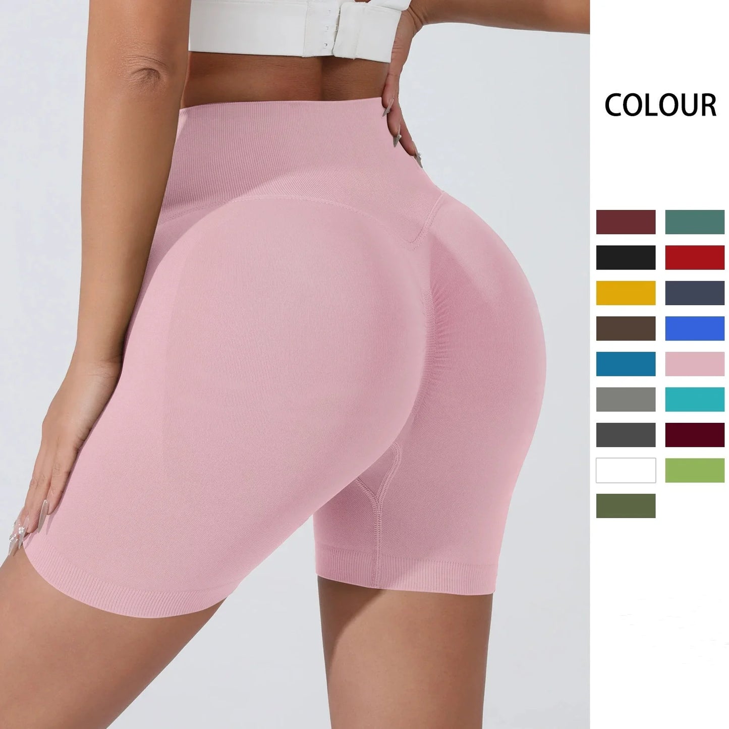 High Waist Peach Hip Lifting Sports Shorts - Quick-Drying Slimming Running Trousers - ZOOMNSTORE
