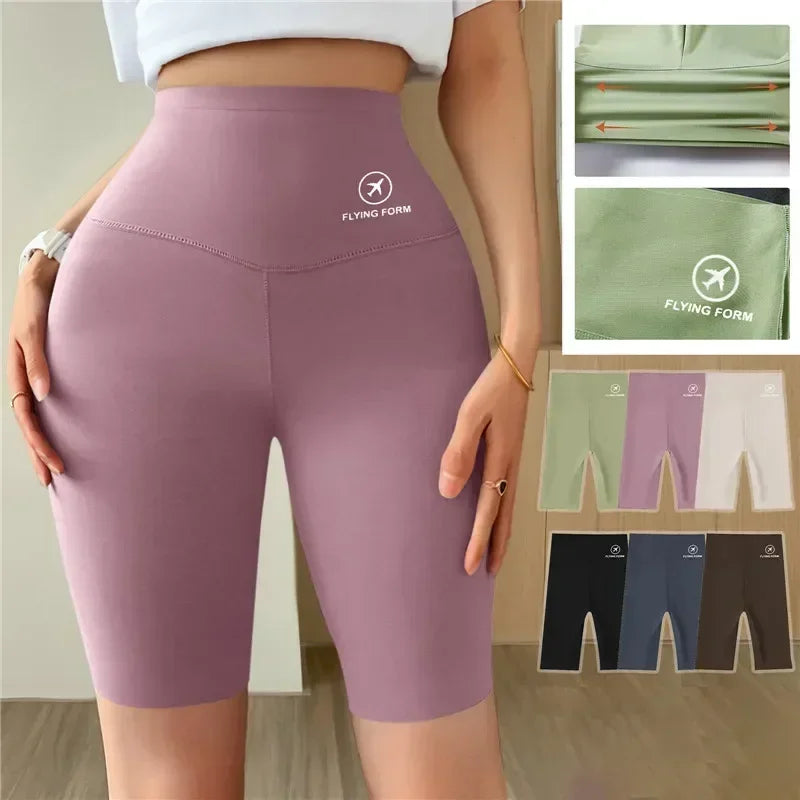 High Waist Womens Sports Shorts - Seamless Fitness Biker Shorts with Scrunch Butt Design - ZOOMNSTORE