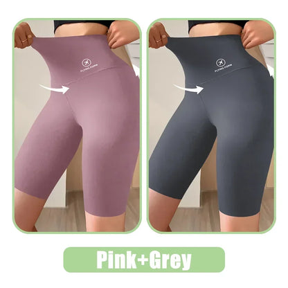 High Waist Womens Sports Shorts - Seamless Fitness Biker Shorts with Scrunch Butt Design - ZOOMNSTORE