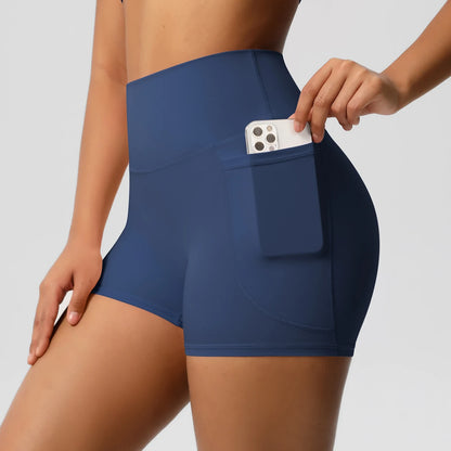 High Waist Workout Shorts – Women Gym Shorts with Pockets, Squat Proof & Quick Drying - ZOOMNSTORE