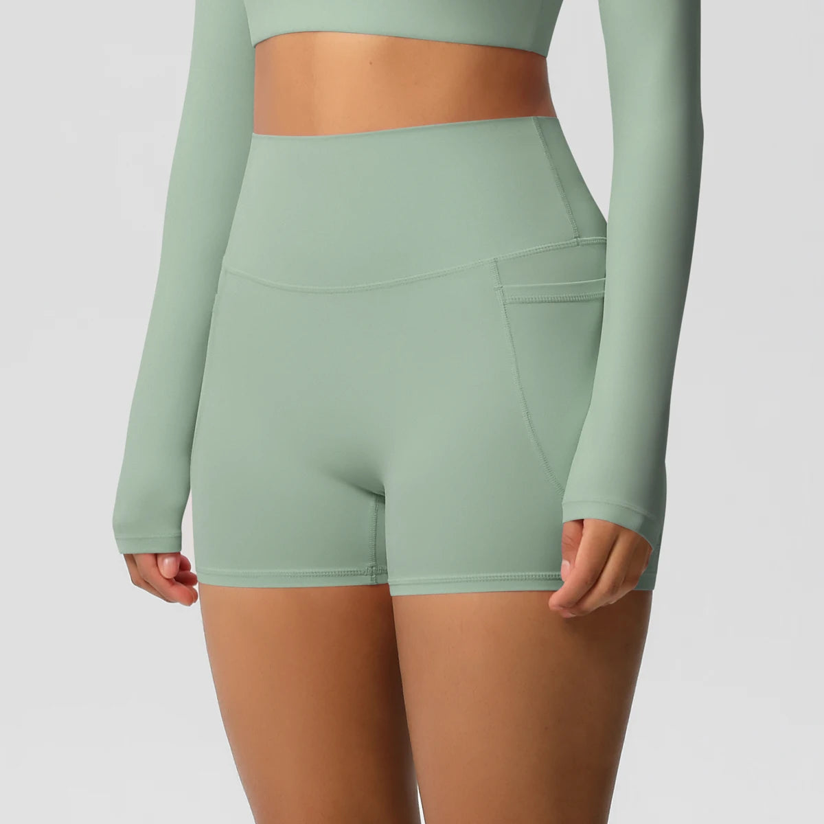 High Waist Workout Shorts – Women Gym Shorts with Pockets, Squat Proof & Quick Drying - ZOOMNSTORE