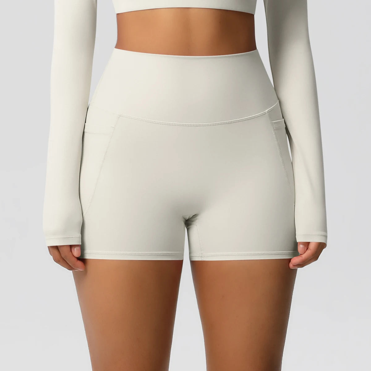 High Waist Workout Shorts – Women Gym Shorts with Pockets, Squat Proof & Quick Drying - ZOOMNSTORE