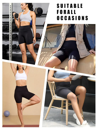 High Waisted Biker Shorts - Soft Tummy Control Workout Yoga Fitness - ZOOMNSTORE