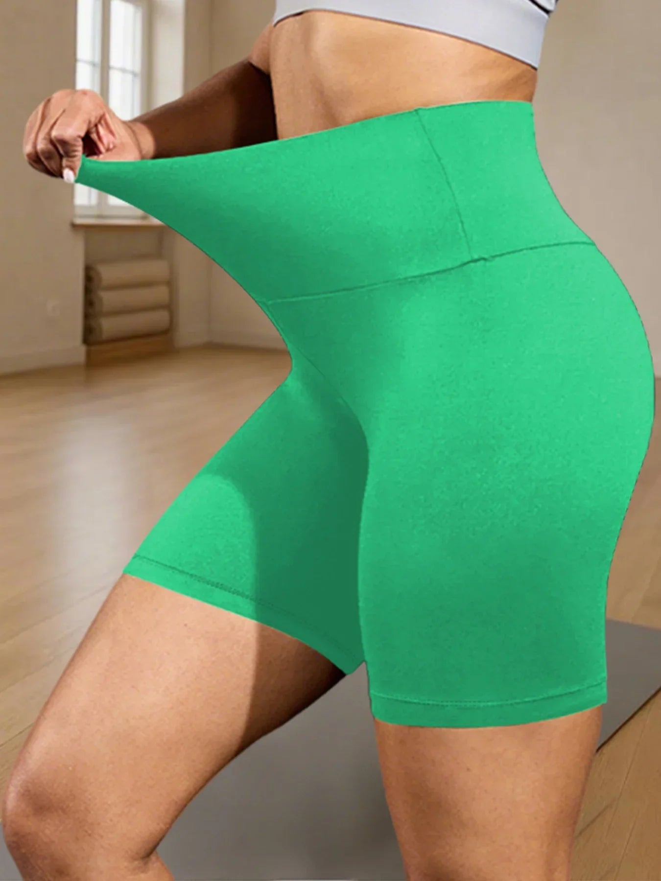 High Waisted Biker Shorts - Soft Tummy Control Workout Yoga Fitness - ZOOMNSTORE