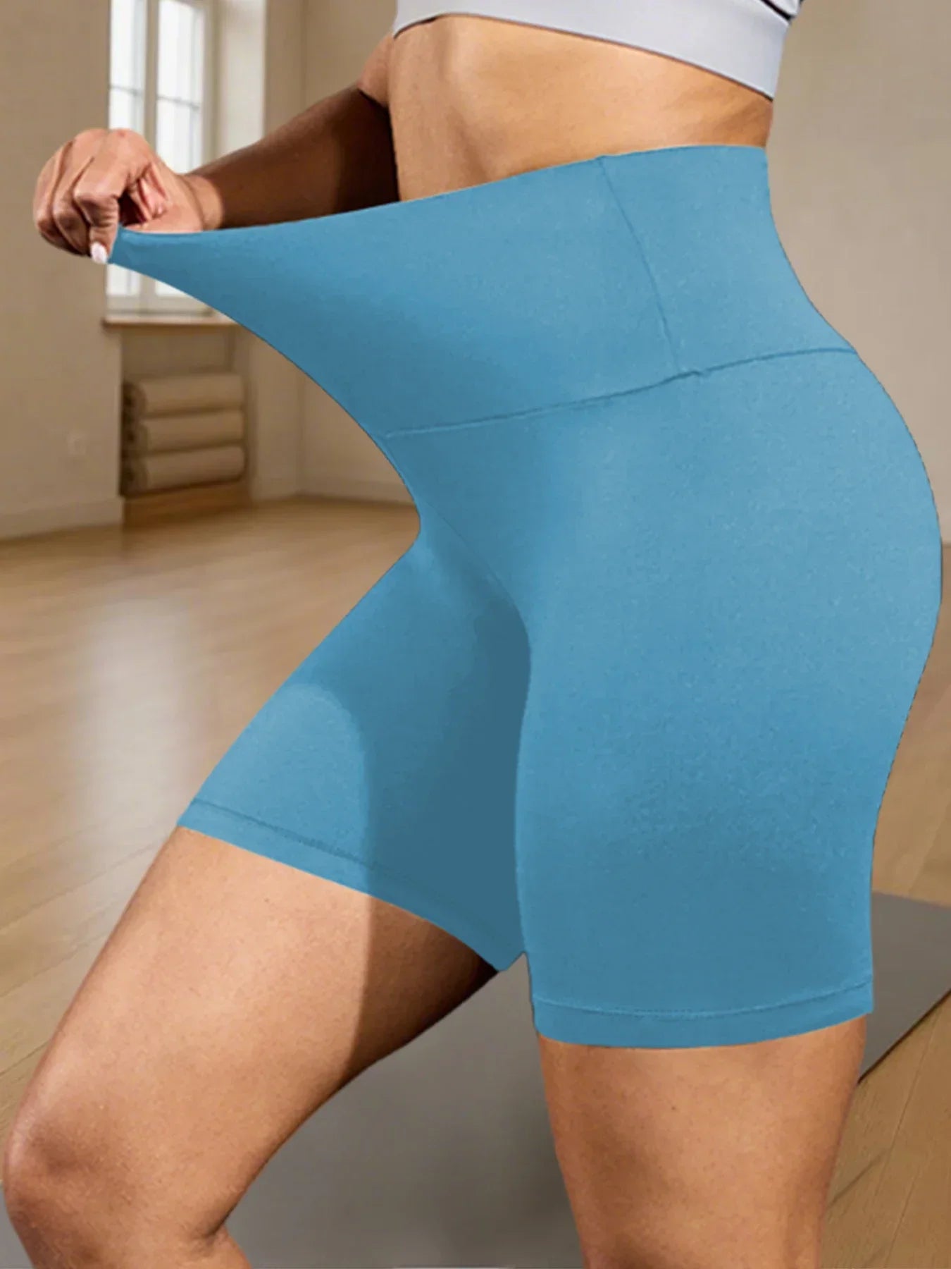 High Waisted Biker Shorts - Soft Tummy Control Workout Yoga Fitness - ZOOMNSTORE