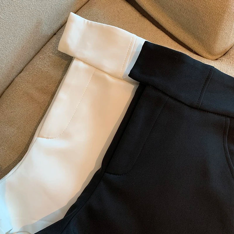 High Waisted Shorts – Women's Black Casual Summer A Line Slim Pants - ZOOMNSTORE