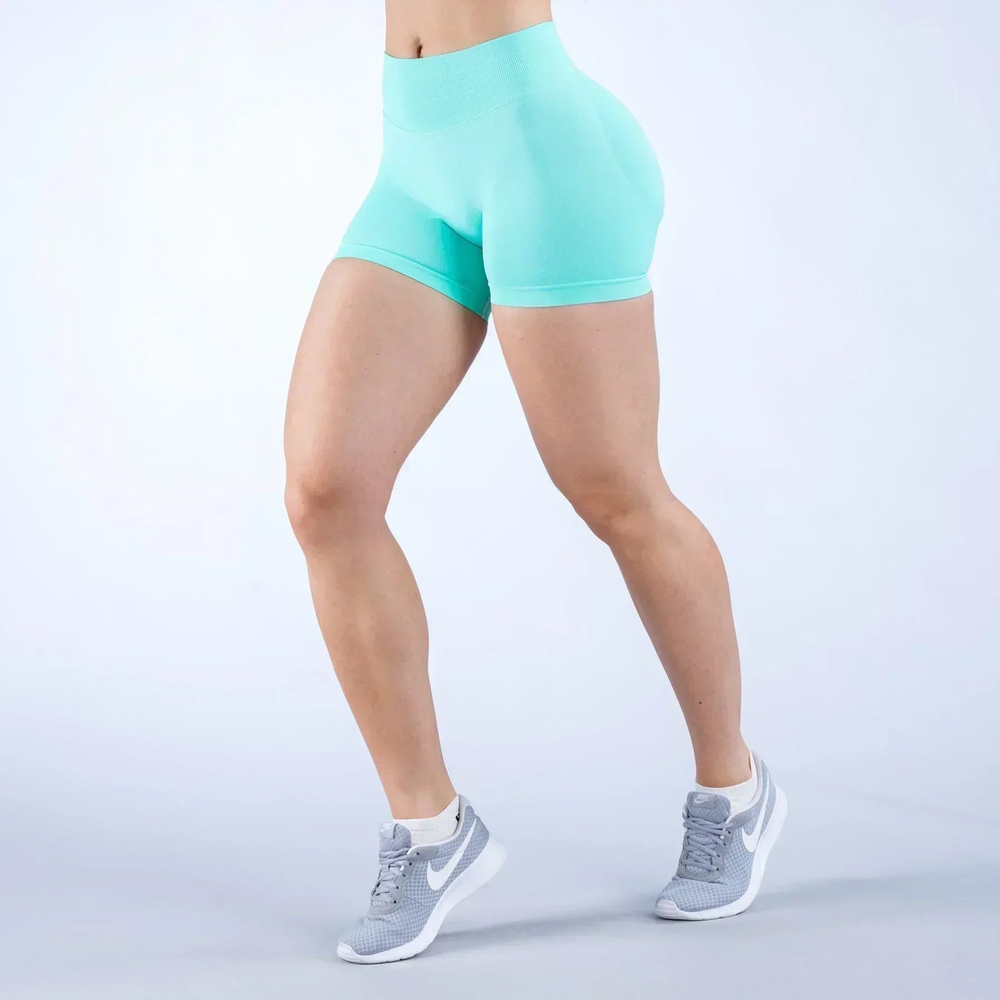 High Waisted Yoga Shorts – Comfortable Solid Color Fitness Pants for Women - ZOOMNSTORE