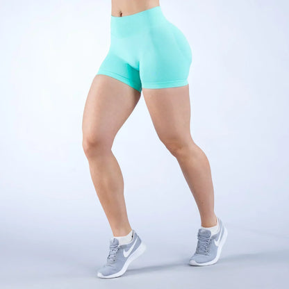 High Waisted Yoga Shorts – Comfortable Solid Color Fitness Pants for Women - ZOOMNSTORE