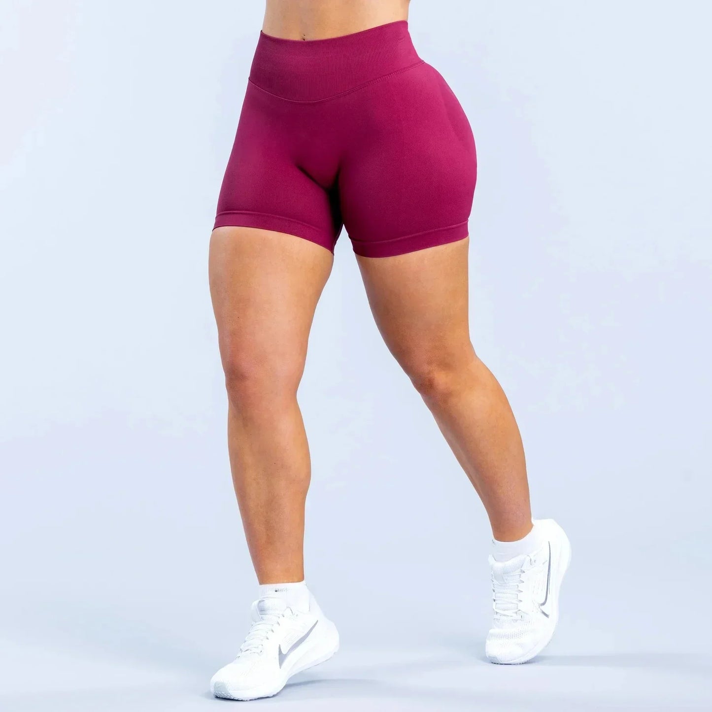 High Waisted Yoga Shorts – Comfortable Solid Color Fitness Pants for Women - ZOOMNSTORE
