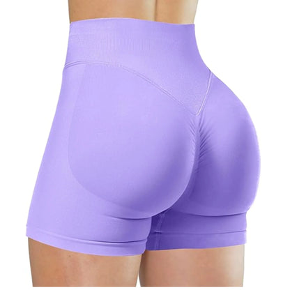 High Waisted Yoga Shorts – Comfortable Solid Color Fitness Pants for Women - ZOOMNSTORE