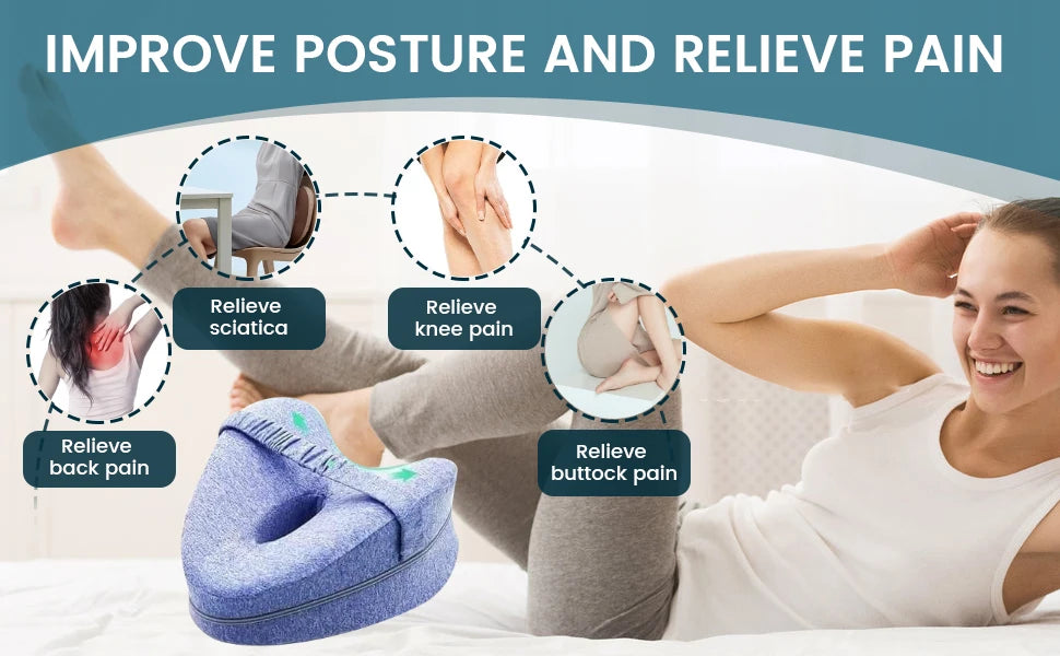 Hip Alignment Pillow - Memory Foam Side Sleeper Cushion for Sciatica Pain Relief - ZOOMNSTORE