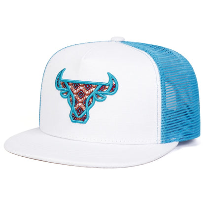 Unisex Hip-Hop Ox Head Embroidery Baseball Cap - Adjustable Sunscreen Hat for Spring Summer Outdoor Use - ZOOMNSTORE