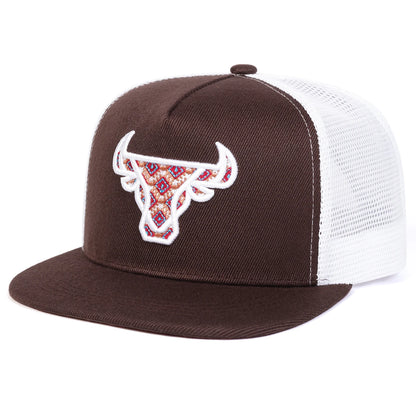 Unisex Hip-Hop Ox Head Embroidery Baseball Cap - Adjustable Sunscreen Hat for Spring Summer Outdoor Use - ZOOMNSTORE