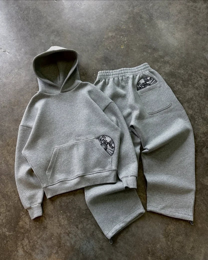 Hip-Hop Men Suit - Casual Tracksuit With Embroidered Pullovers & Zipper Fly Pants - ZOOMNSTORE