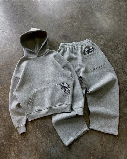 Hip-Hop Men Suit - Casual Tracksuit With Embroidered Pullovers & Zipper Fly Pants - ZOOMNSTORE