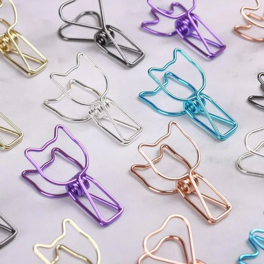 6PCs/Set Hollowed Out Design Metal Binder Clip Long Tail Office Hand Book Folder Paper Organizer Stationery Fish - ZOOMNSTORE