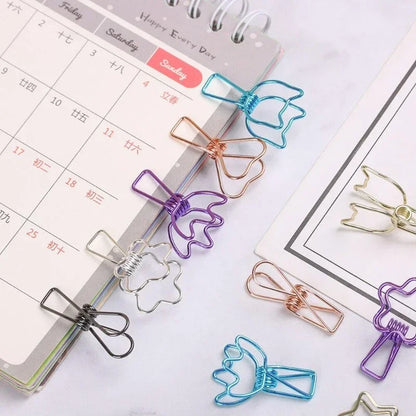 6PCs/Set Hollowed Out Design Metal Binder Clip Long Tail Office Hand Book Folder Paper Organizer Stationery Fish - ZOOMNSTORE