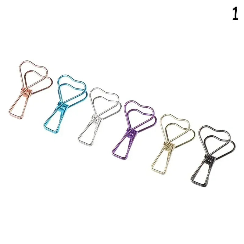 6PCs/Set Hollowed Out Design Metal Binder Clip Long Tail Office Hand Book Folder Paper Organizer Stationery Fish - ZOOMNSTORE
