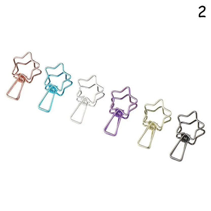 6PCs/Set Hollowed Out Design Metal Binder Clip Long Tail Office Hand Book Folder Paper Organizer Stationery Fish - ZOOMNSTORE