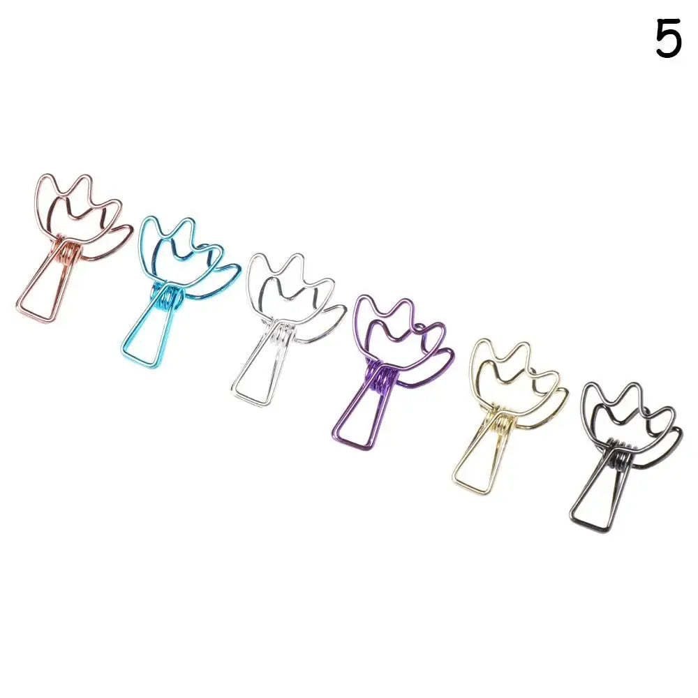 6PCs/Set Hollowed Out Design Metal Binder Clip Long Tail Office Hand Book Folder Paper Organizer Stationery Fish - ZOOMNSTORE