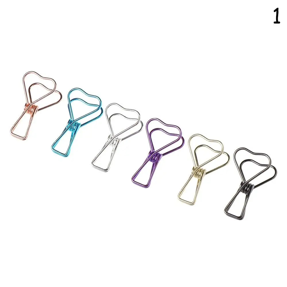 6PCs/Set Hollowed Out Design Metal Binder Clip Long Tail Office Hand Book Folder Paper Organizer Stationery Fish - ZOOMNSTORE
