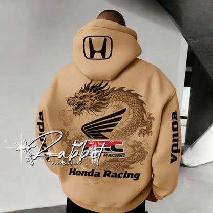 Honda Racing Hoodie - Men's Retro Dragon Motorcycle Hoodie | Polyester, 3D Print - ZOOMNSTORE