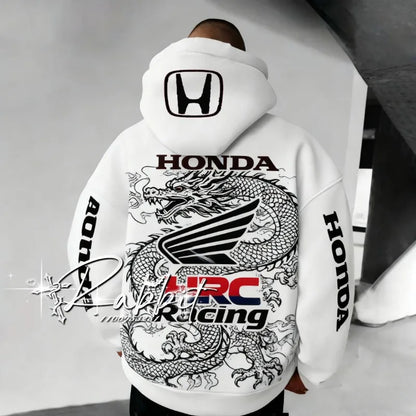 Honda Racing Hoodie - Men's Retro Dragon Motorcycle Hoodie | Polyester, 3D Print - ZOOMNSTORE