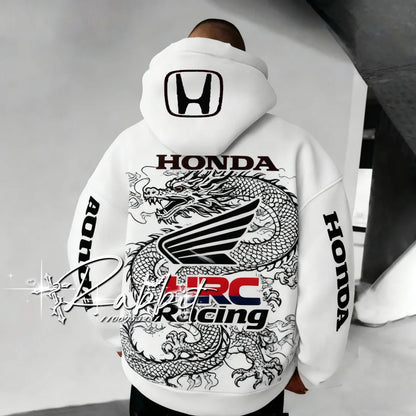 Honda Racing Hoodie - Men's Retro Dragon Motorcycle Hoodie | Polyester, 3D Print - ZOOMNSTORE