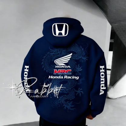 Honda Racing Hoodie - Men's Retro Dragon Motorcycle Hoodie | Polyester, 3D Print - ZOOMNSTORE