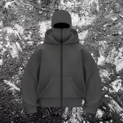 Hooded Face Mask Hoodie – Men's Zip Hoodie With Zipper Closure For Winter Sports - ZOOMNSTORE