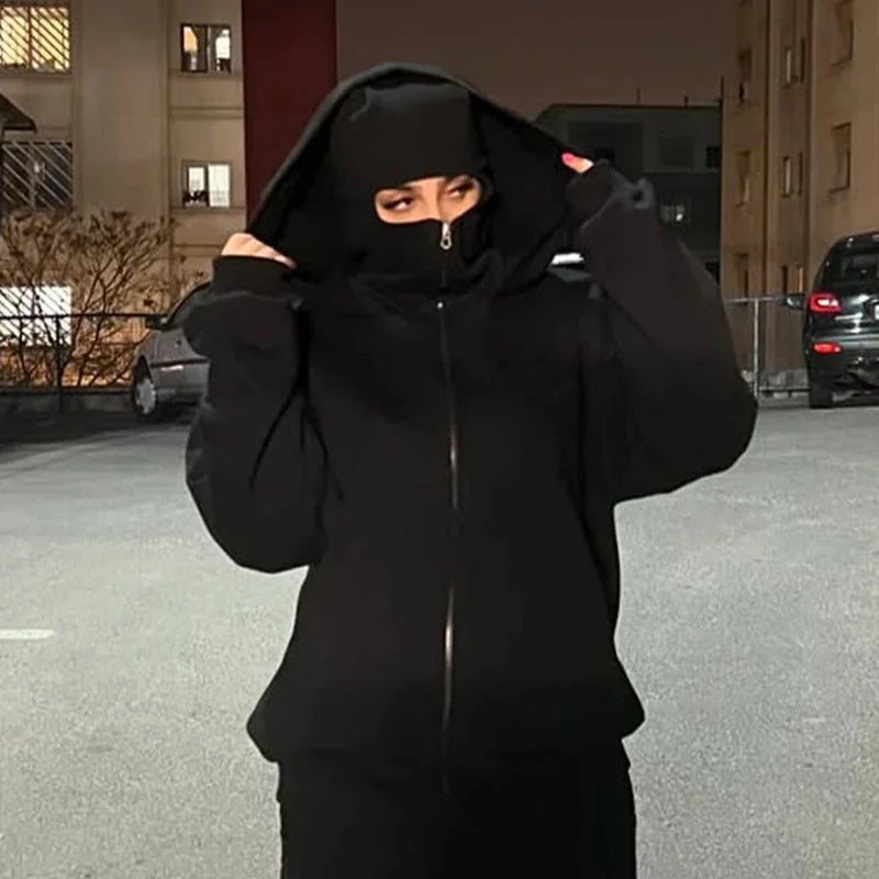 Hooded Face Mask Hoodie – Men's Zip Hoodie With Zipper Closure For Winter Sports - ZOOMNSTORE