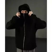 Hooded Face Mask Hoodie – Men's Zip Hoodie With Zipper Closure For Winter Sports - ZOOMNSTORE