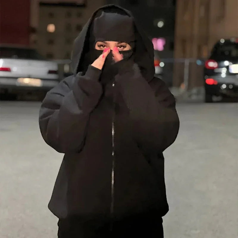 Hooded Face Mask Hoodie – Men's Zip Hoodie With Zipper Closure For Winter Sports - ZOOMNSTORE