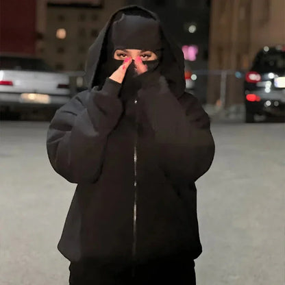 Hooded Face Mask Hoodie – Men's Zip Hoodie With Zipper Closure For Winter Sports - ZOOMNSTORE