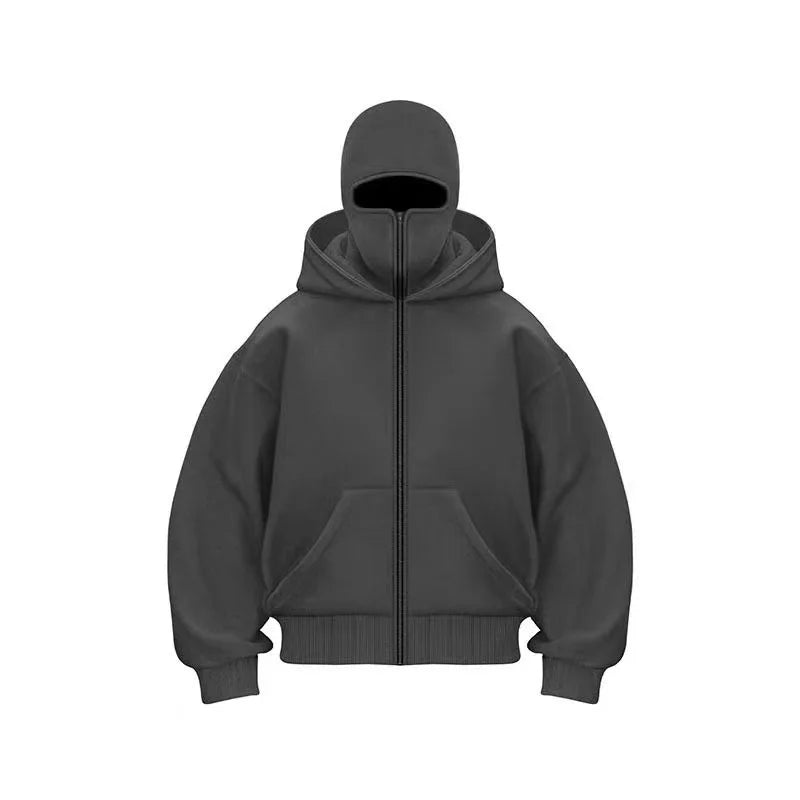 Hooded Face Mask Hoodie – Men's Zip Hoodie With Zipper Closure For Winter Sports - ZOOMNSTORE