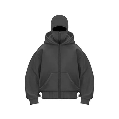 Hooded Face Mask Hoodie – Men's Zip Hoodie With Zipper Closure For Winter Sports - ZOOMNSTORE